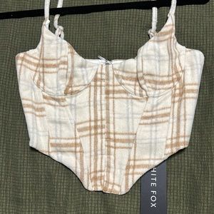 Choose Me Plaid Bustier NWT White Fox